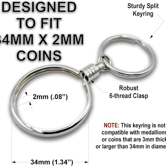 Token Shop AA Coin Holder Keychains for 34 mm x 2 mm Triplate Sobriety Chip Reco - Picture 3 of 6